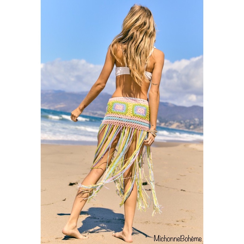Crochet Knit Fringed Beach Coverup - Picture 6 of 15
